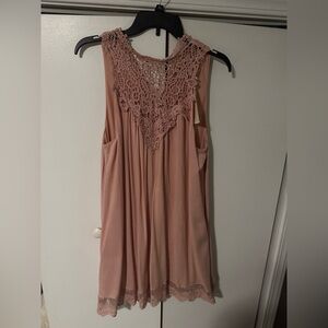Elegant Pink Sleeveless Lace dress